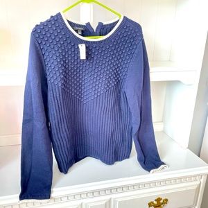 Talbots Knit Mock Neck Sweater - Navy, Large